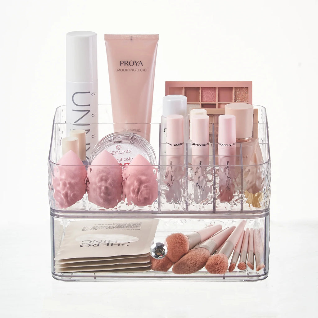 Makeup Storage Organizer with 1 Drawer Set of 2 F536