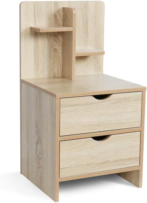 Black Lifting Top Nightstand with 2 Drawer Storage Cabinet M7181