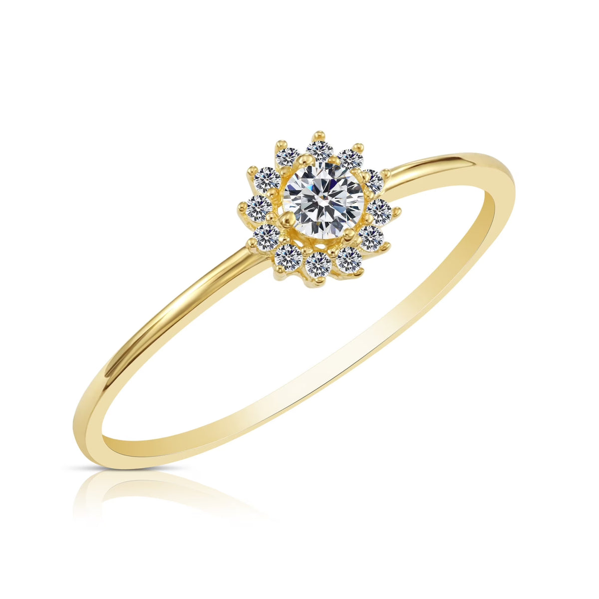 10K Yellow Gold Flower Ring with Cubic Zirconia Stones Size 6 V47311