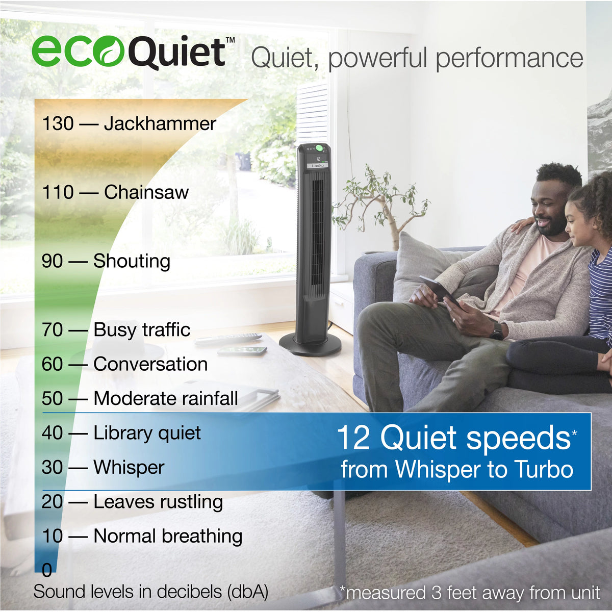 Black Tower Fan with Remote Control I7463