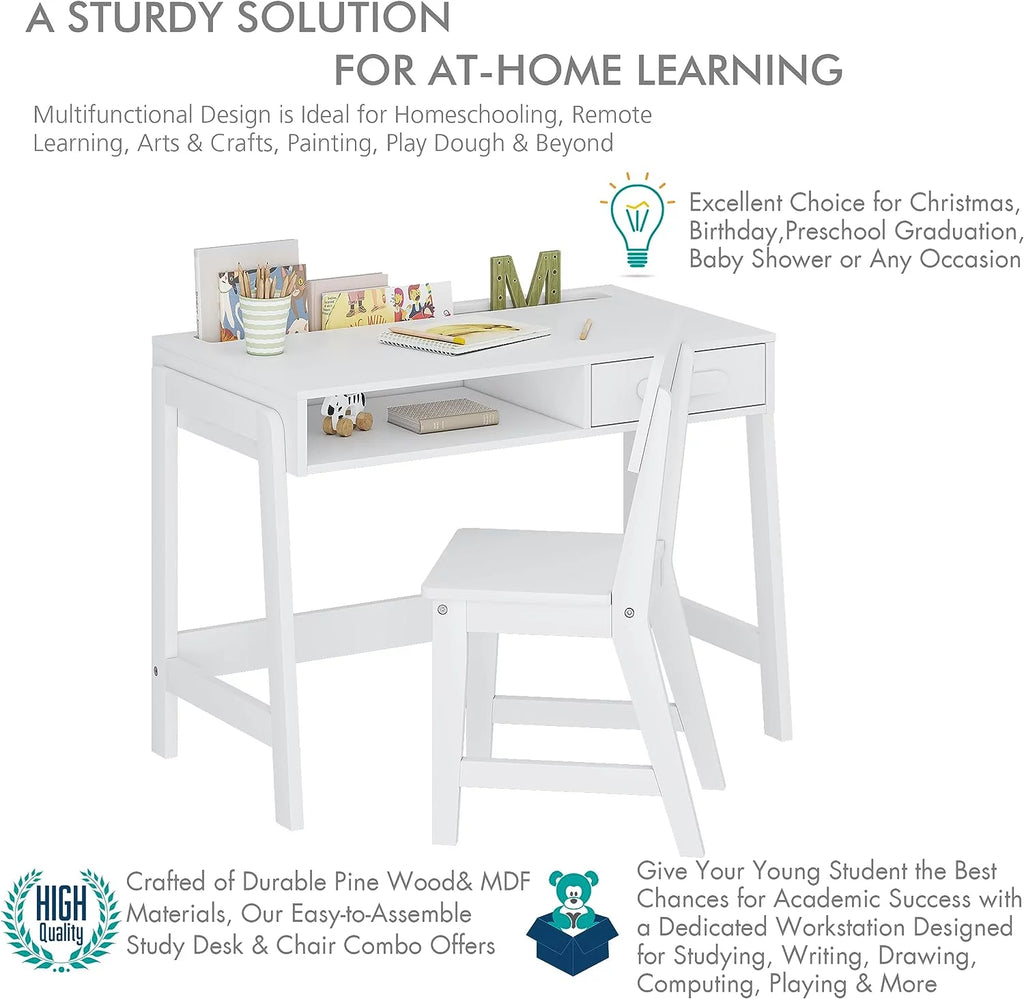 Kids Desk and Chair Set with Drawers B6450