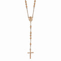 30" Stainless Steel Pink Plated Rosary Necklace R6689