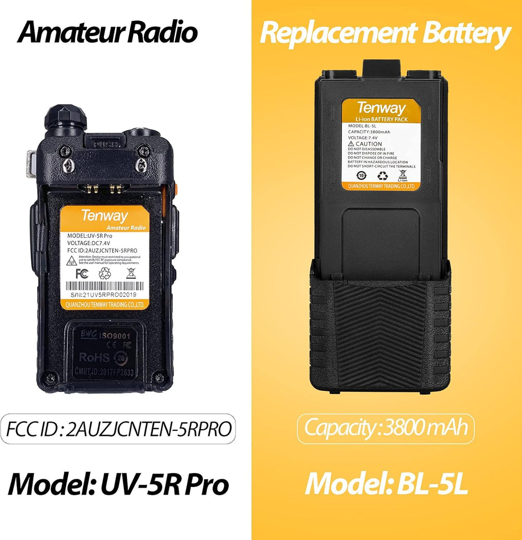 8W Dual Band Two Way Radio 2Pack with 3800mAh Battery X955