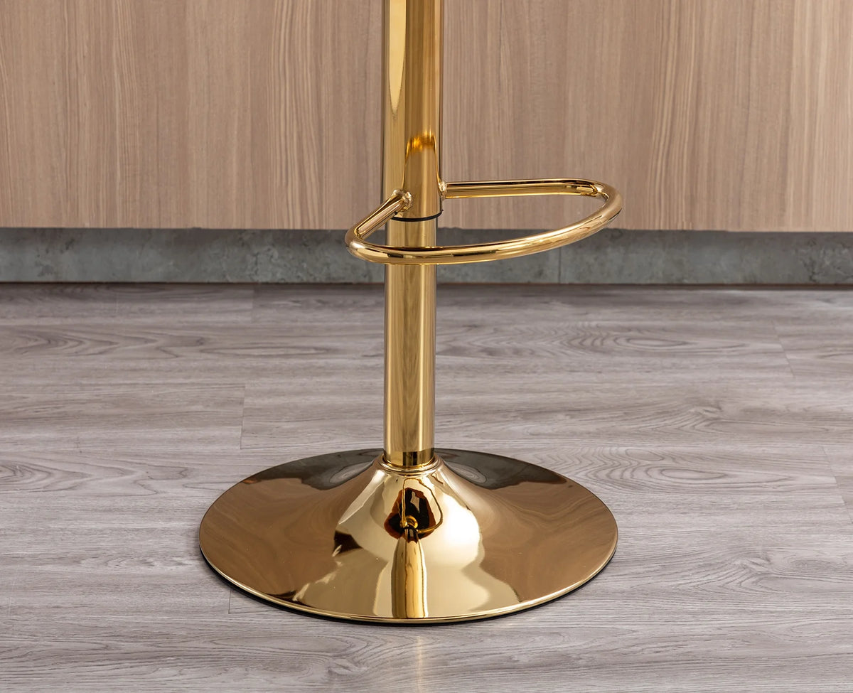 Orange Velvet Adjustable Swivel Bar Stools Set of 2 T3146