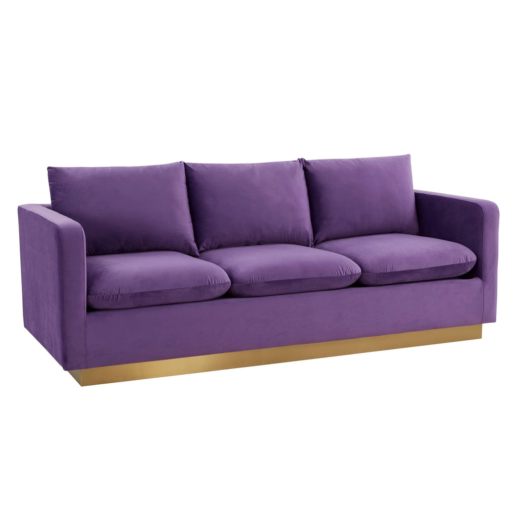 Purple Velvet Upholstered Sofa with Gold Frame U884985