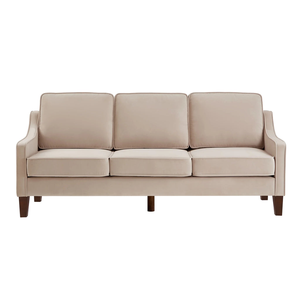 Taupe Velvet 3 Piece 3-Seat Sofa with Removable Cushions O2634