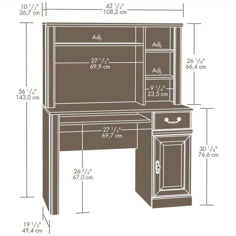 Small Wood Computer Desk with Hutch E6453