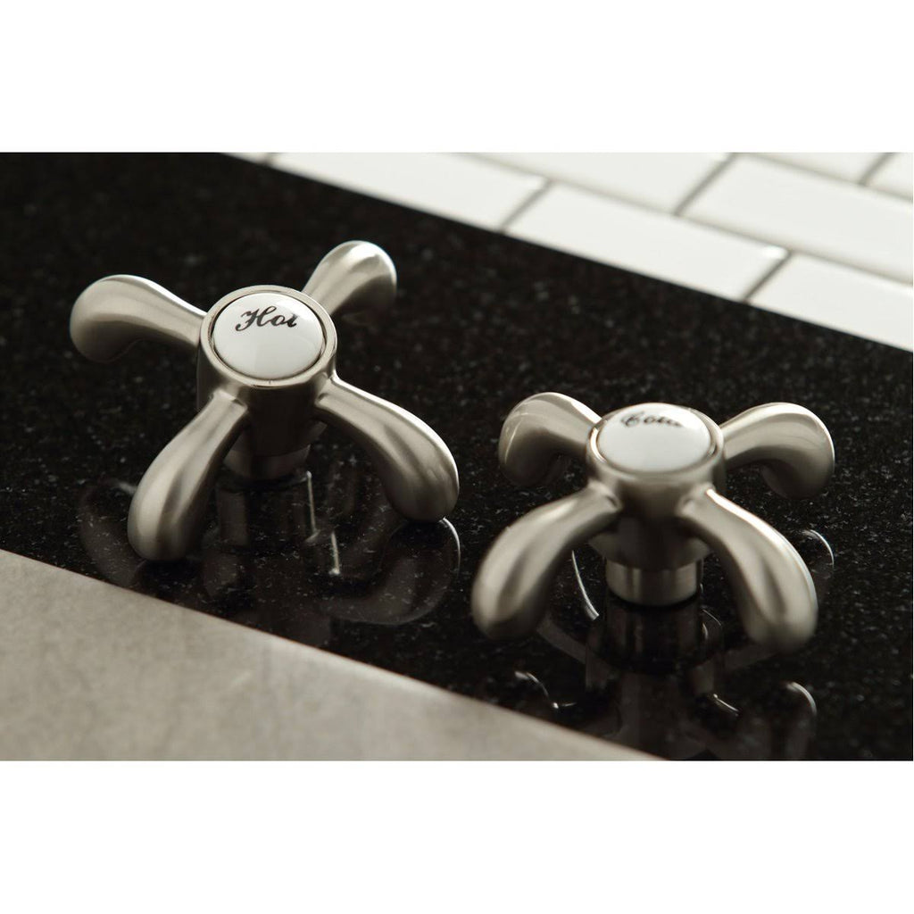 French Country 8-Inch Centerset Kitchen Faucet with Brass Sprayer Satin Nickel X3219