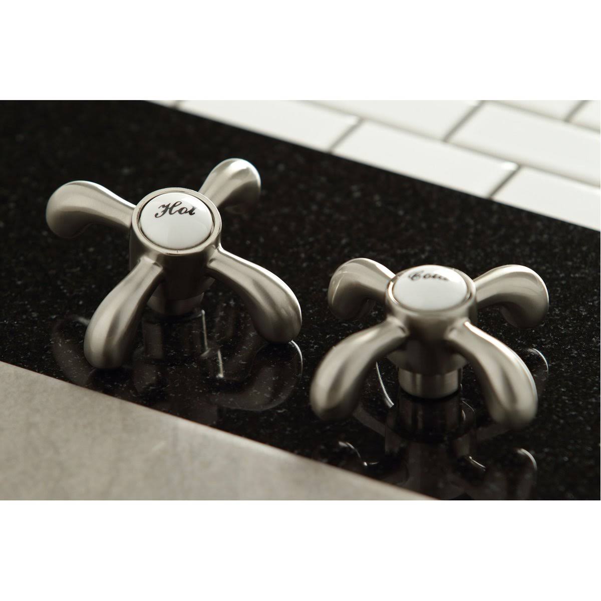 French Country 8-Inch Centerset Kitchen Faucet with Brass Sprayer Satin Nickel X3219