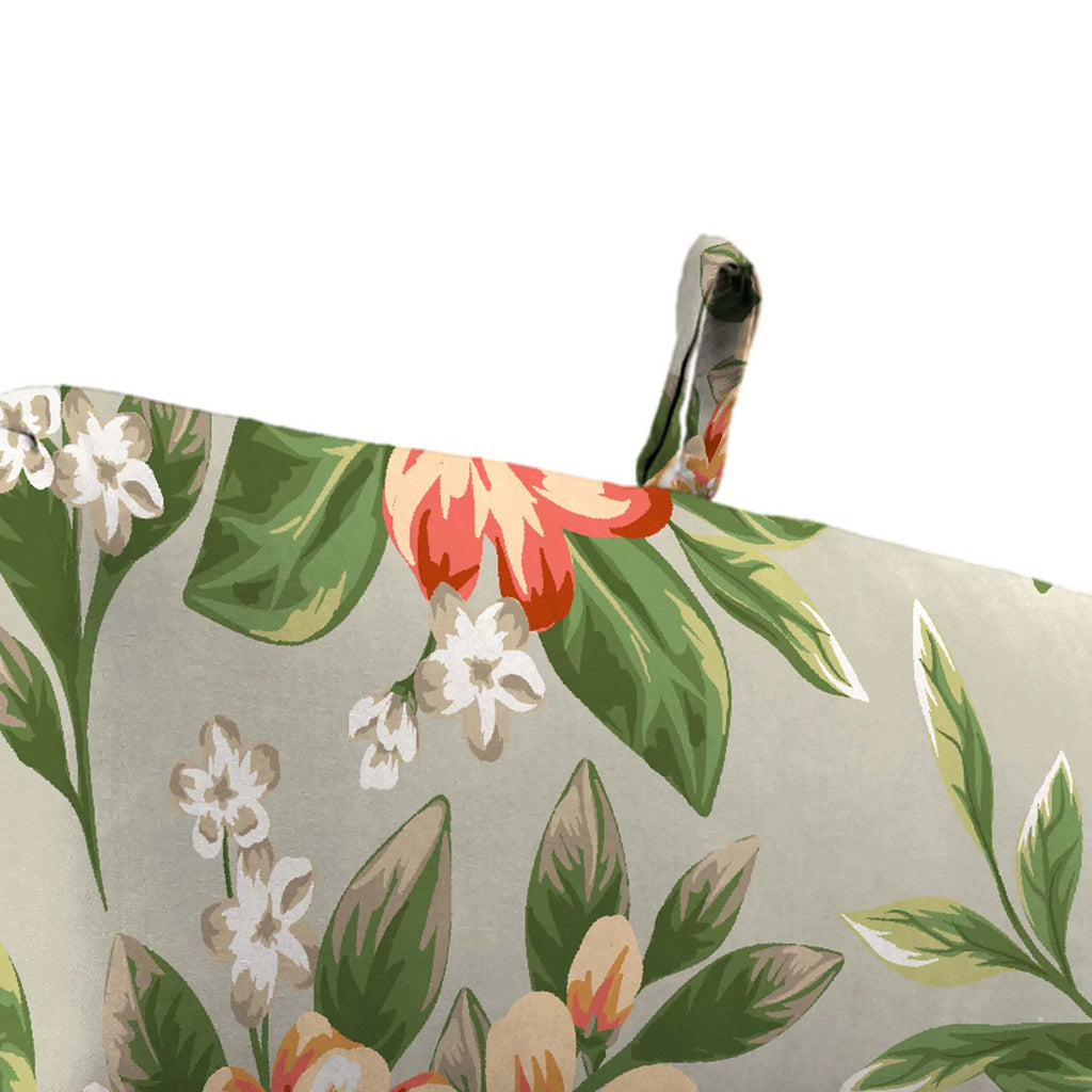 Grey Floral Rectangular Outdoor Chaise Lounge Cushion with Ties O501020