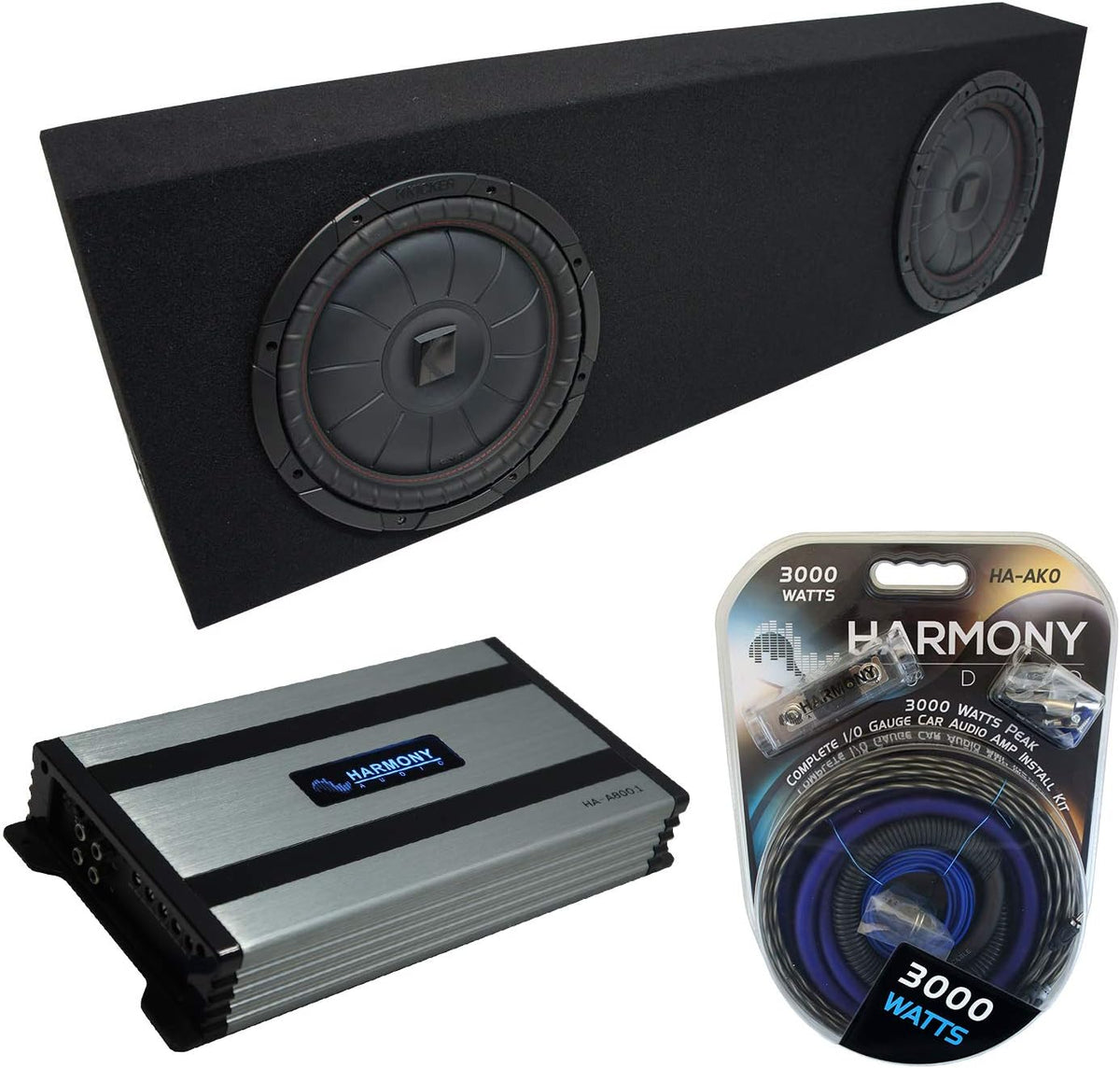 Dual 12 Black Sub Box Enclosure & Amp Q820282