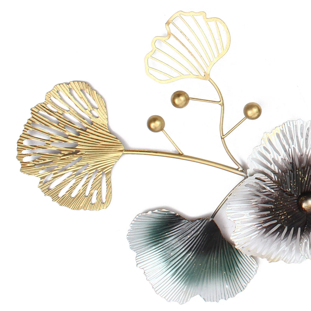 Ginkgo Leaf Wall Clock 90*45cm Mute Battery Operated Q99561
