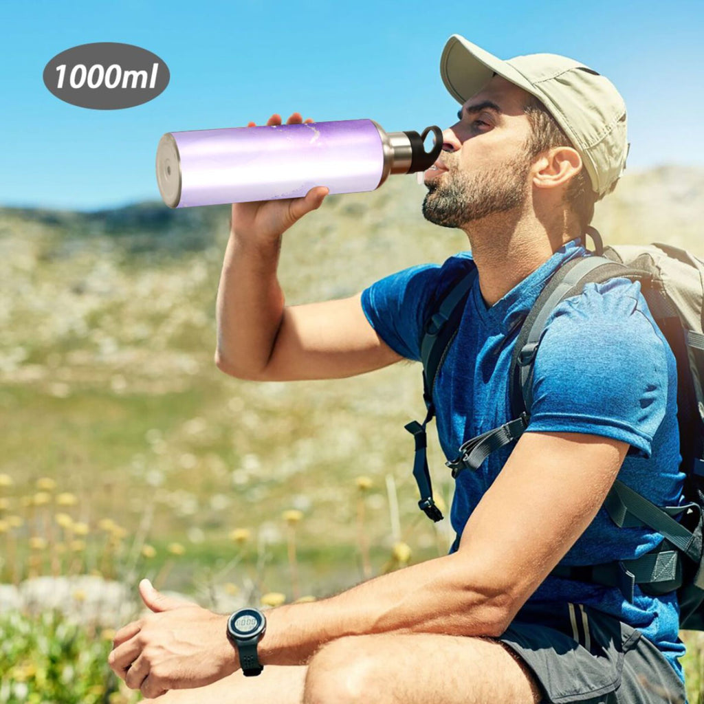 Purple Marble Stainless Steel Insulated Water Bottle with Straw Lid W54810