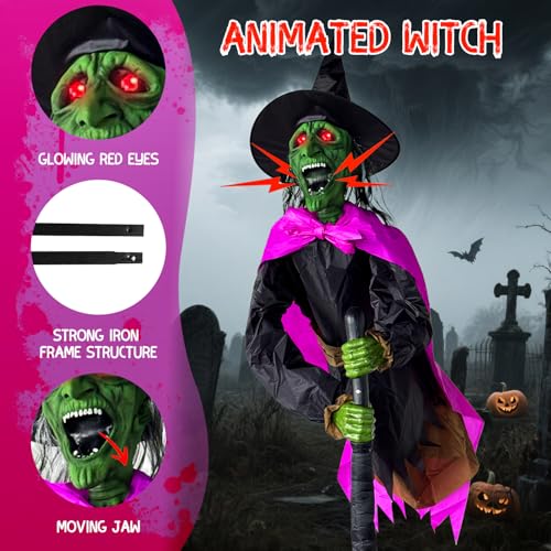 10.5FT Animated Flying Witch Halloween Decoration N726