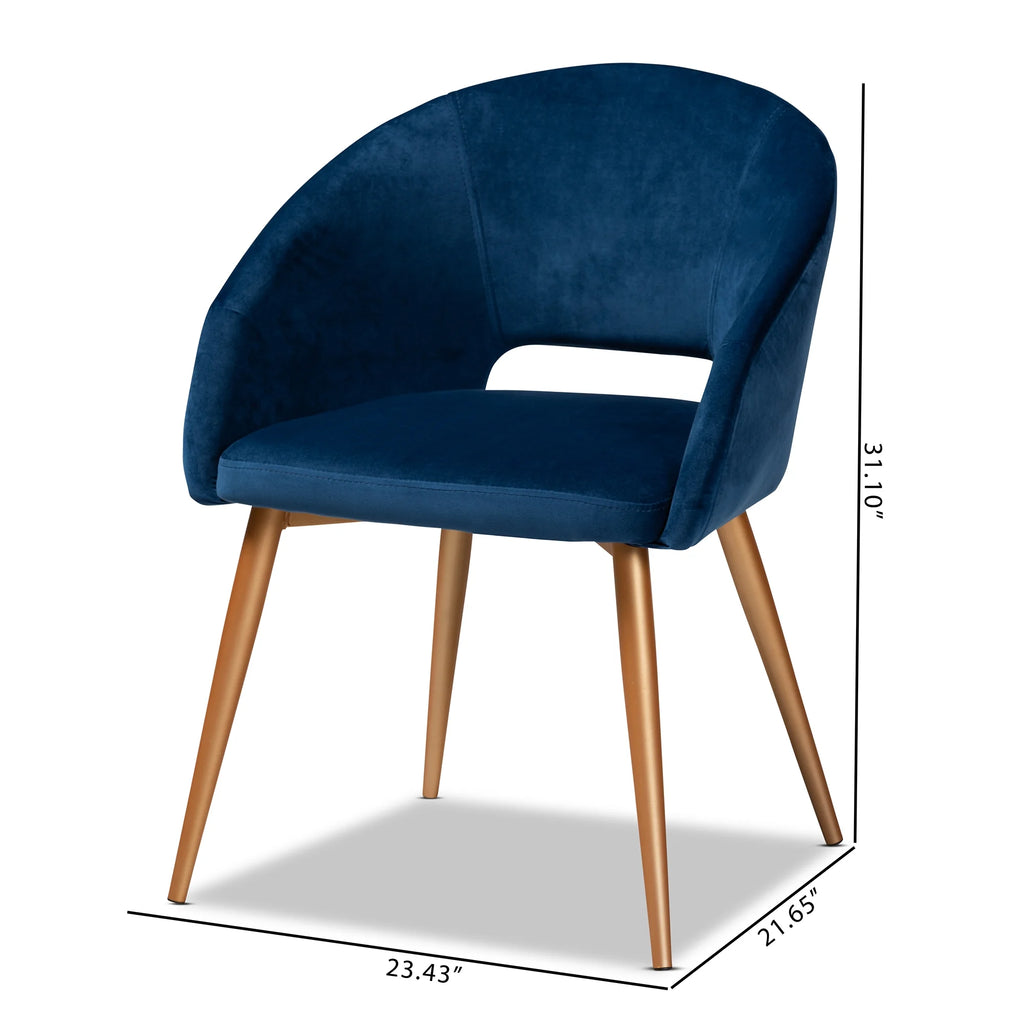 Navy Blue Velvet Upholstered Dining Chair I532567