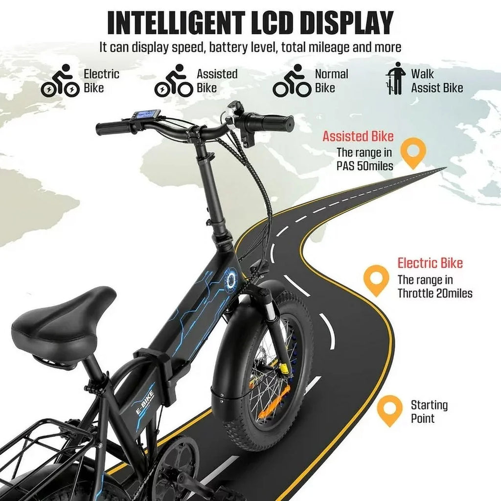 Foldable 20" x 4.0 Fat Tire Electric Bike with 500W Motor T9435