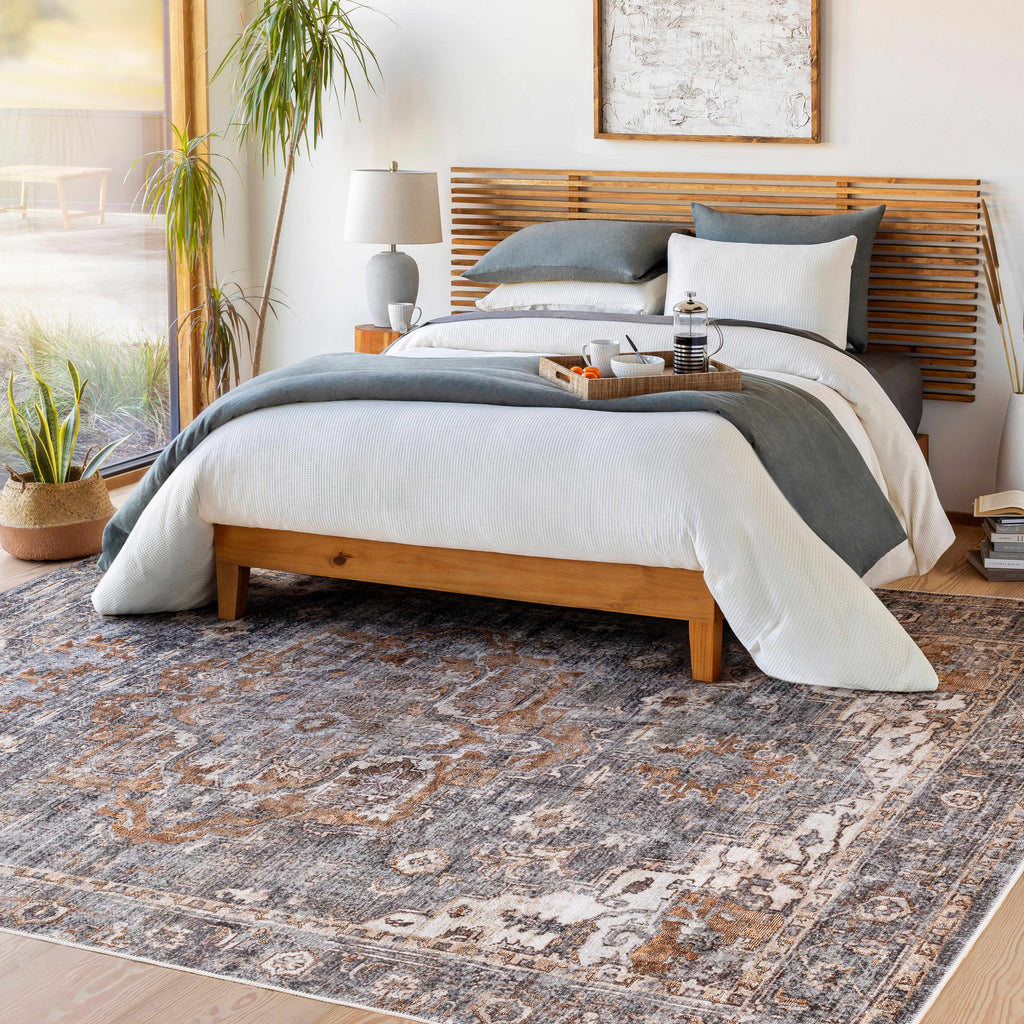 Machine Washable Area Rug Beige Brown Gray 8'10" x 12' W49508