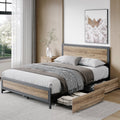 Queen Size Metal Platform Bed with 4 Storage Drawers E72701