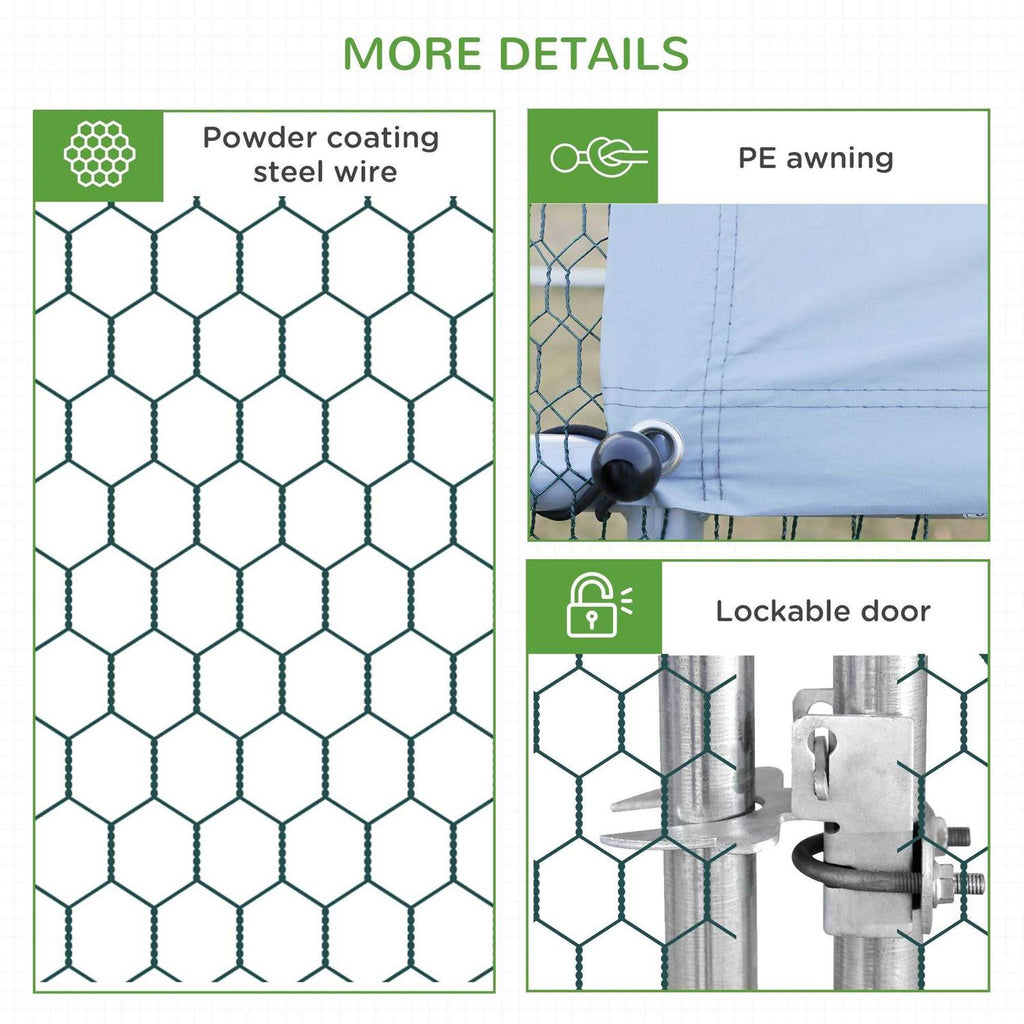 Large Metal Chicken Coop with Cover and Lockable Door R744