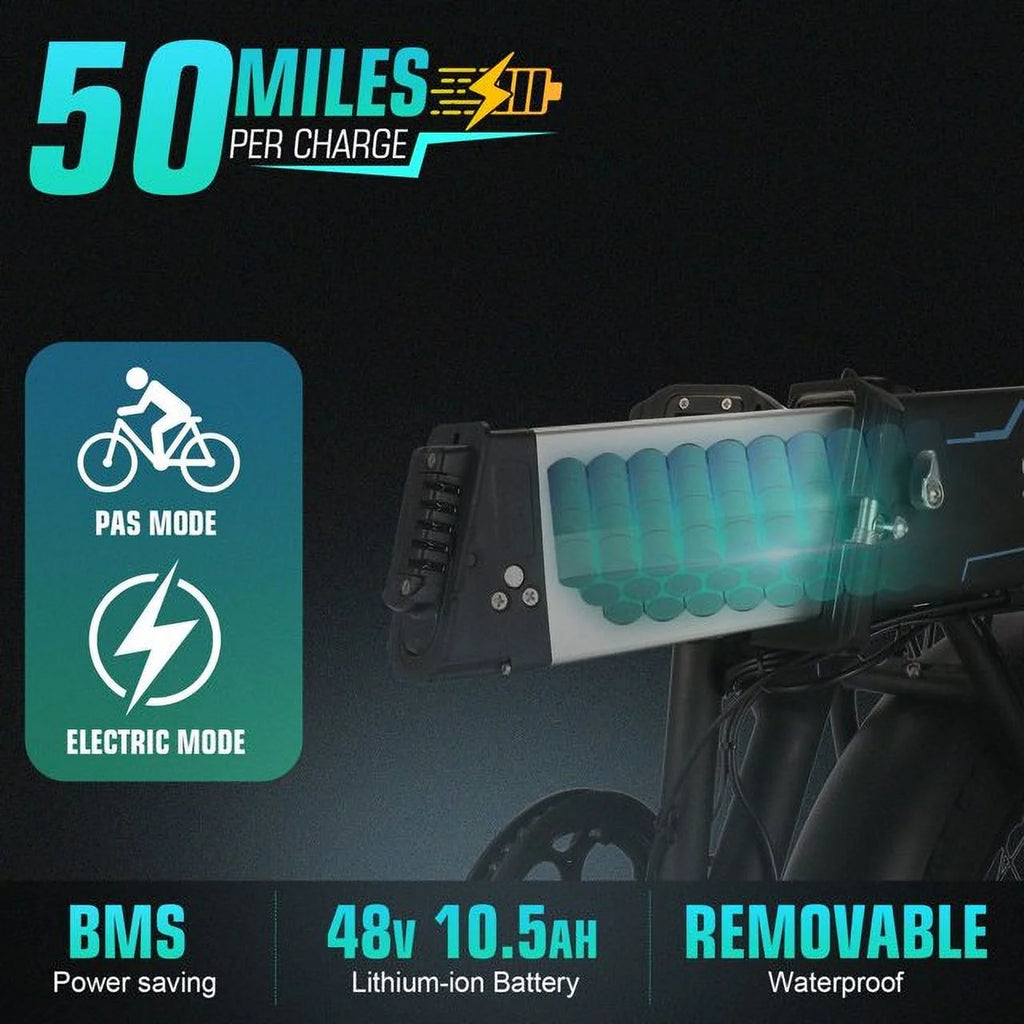 Foldable 20" x 4.0 Fat Tire Electric Bike with 500W Motor T9435