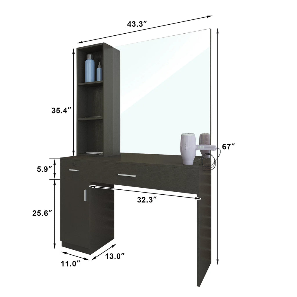 Wall Mount Salon Barber Station with Mirror G139149