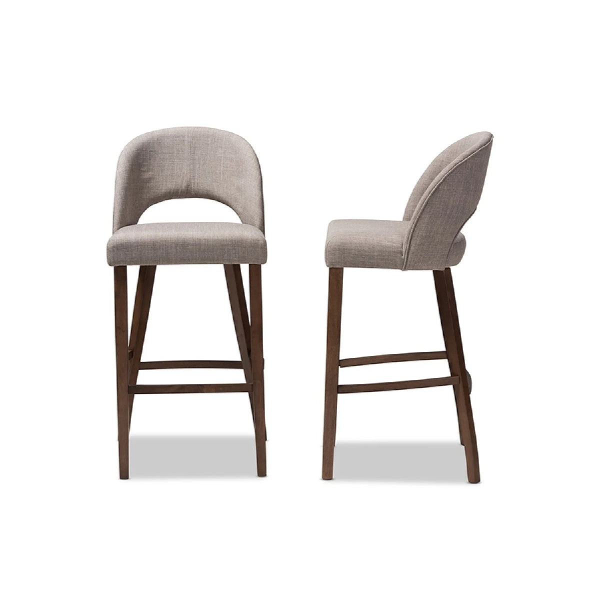 Light Grey Fabric Upholstered Wood Bar Stool Set of 2 A43628