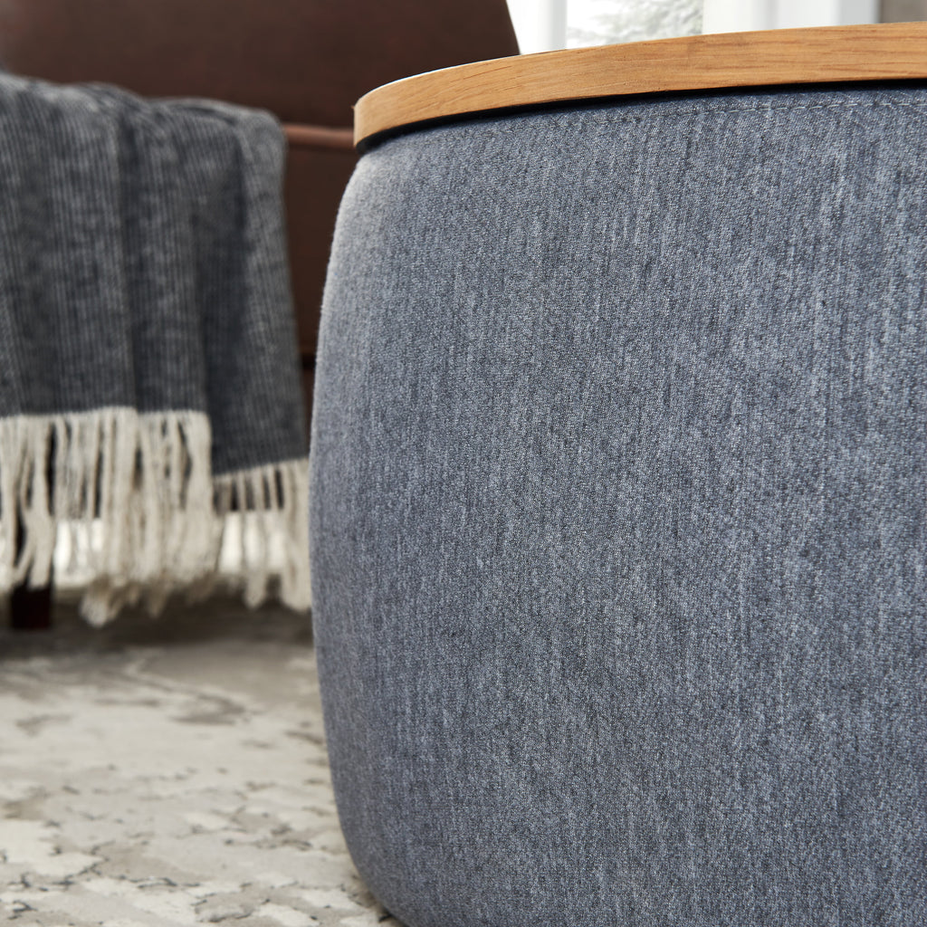 Dark Gray Round Storage Ottoman L22244