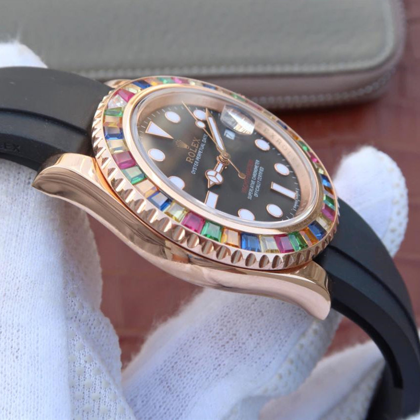 Black Dial Rubber Strap 40mm Watch F6833