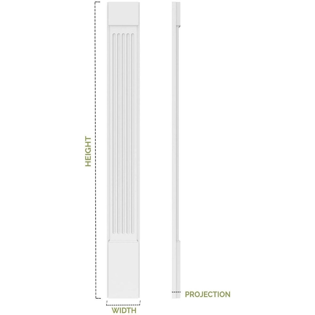 4x22W x 102x22H x 2x22P Two Equal Flat Panel PVC Pilaster with Standard Capital & Base (Pair) Q466