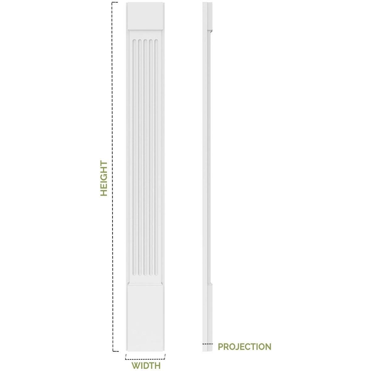 4x22W x 102x22H x 2x22P Two Equal Flat Panel PVC Pilaster with Standard Capital & Base (Pair) Q466