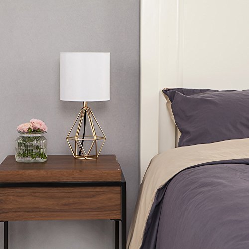 Set of 2 Gold Small Table Lamp with White Fabric Shade Q24966