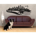 Dark Green 79in x 31in Cityscape Wall Decal K5314