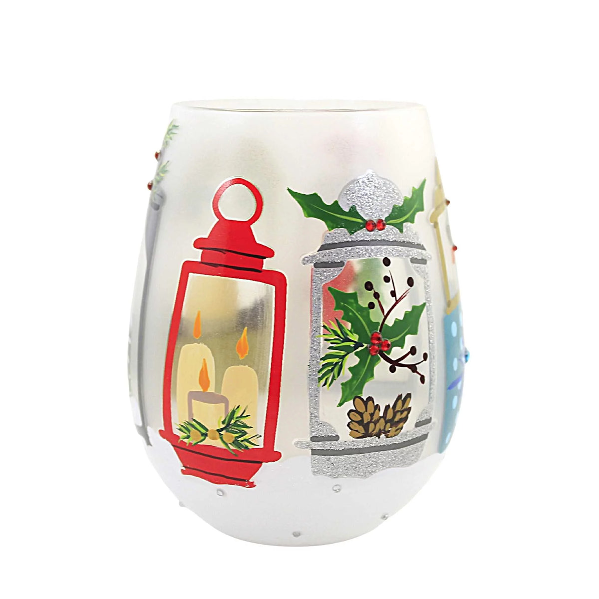 Hand Painted Stemless Wine Glass J833