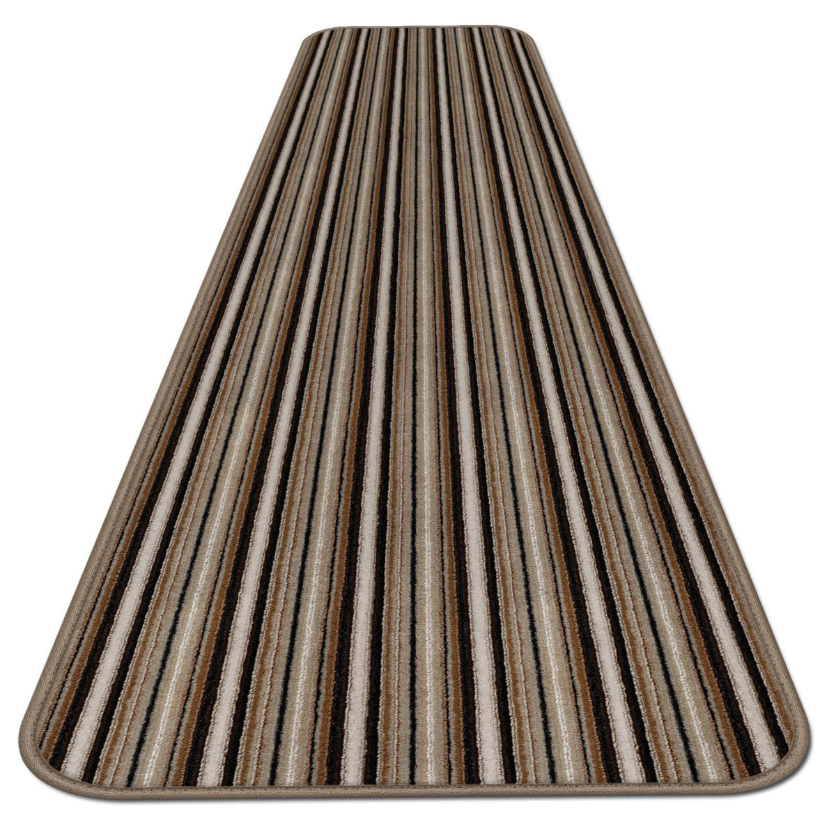 Mocha Brown Stripe Skid-Resistant Carpet Runner 10 ft. x 27 in. L8169