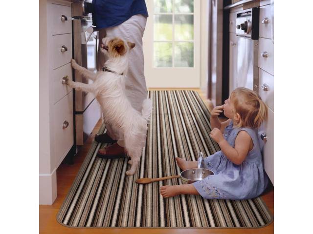 Mocha Brown Stripe Skid-Resistant Carpet Runner 10 ft. x 27 in. L8169