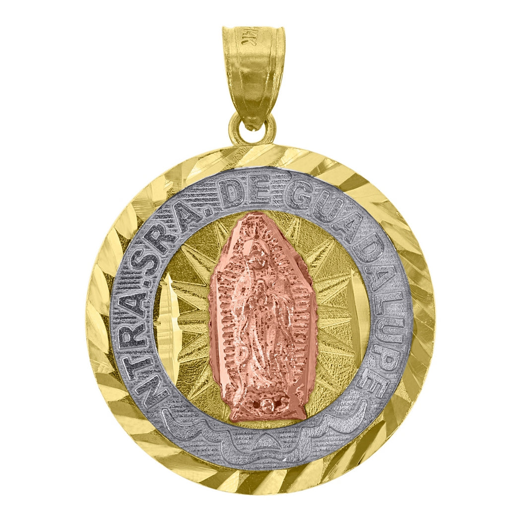 14k Gold Tri color Religious Pendant Necklace U287652