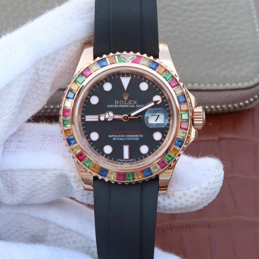 Black Dial Rubber Strap 40mm Watch F6833