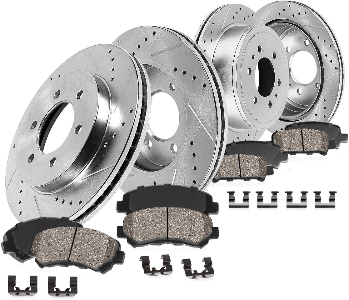 6 Lug Rotors + Ceramic Brake Pads + Clips Y37347