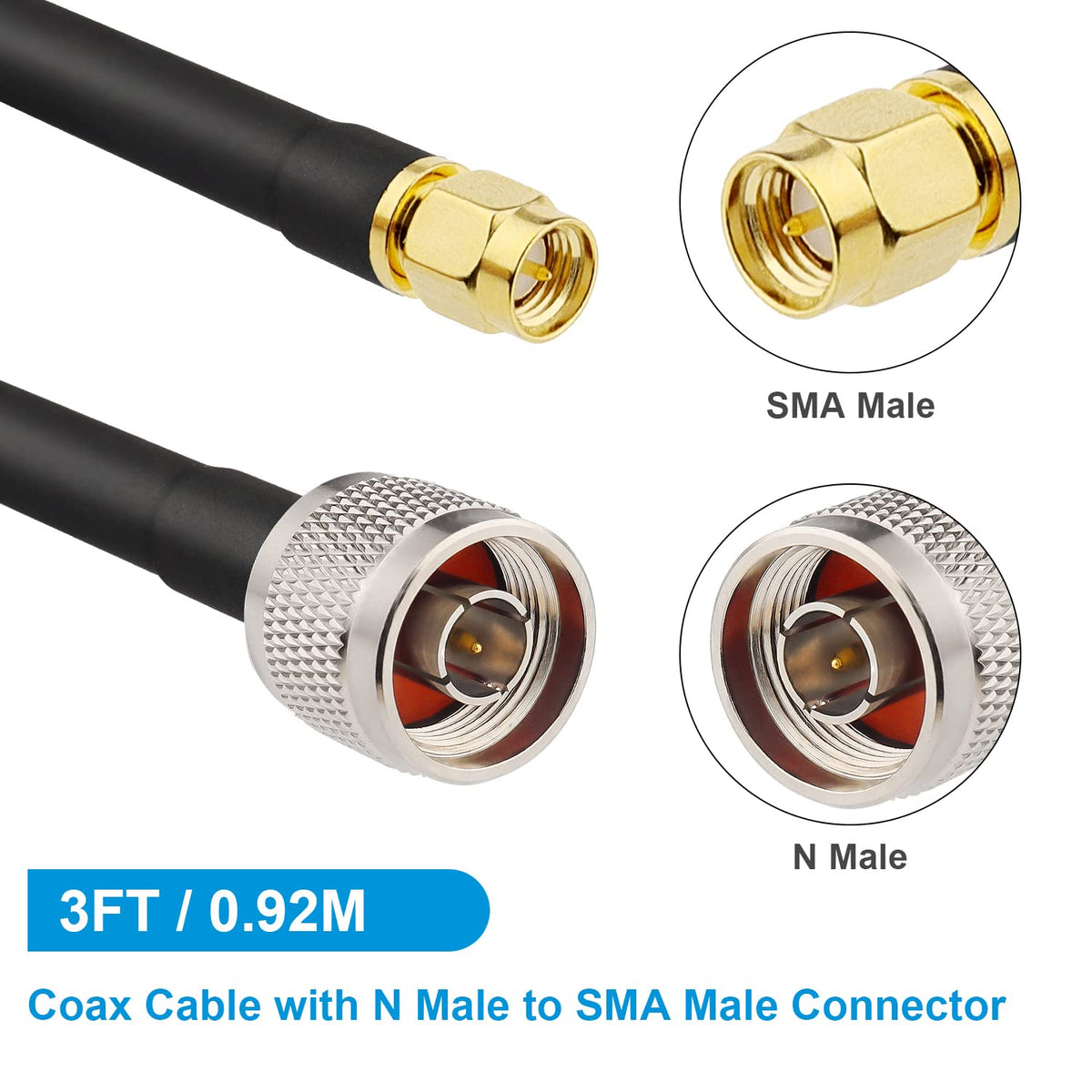 SMA to N Cable 50ft Low Loss 50 Ohm E647999
