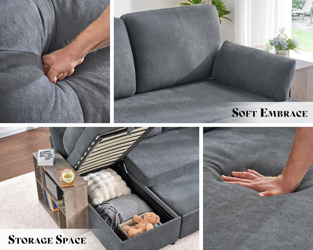 L Shape Sleeper Sofa with Storage Chaise E410489