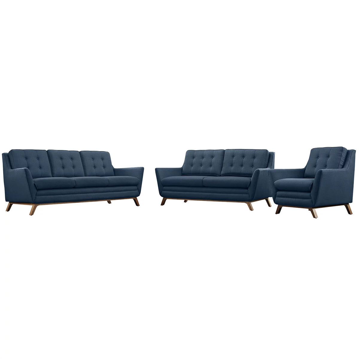 Navy Blue Fabric Sofa Set E4614