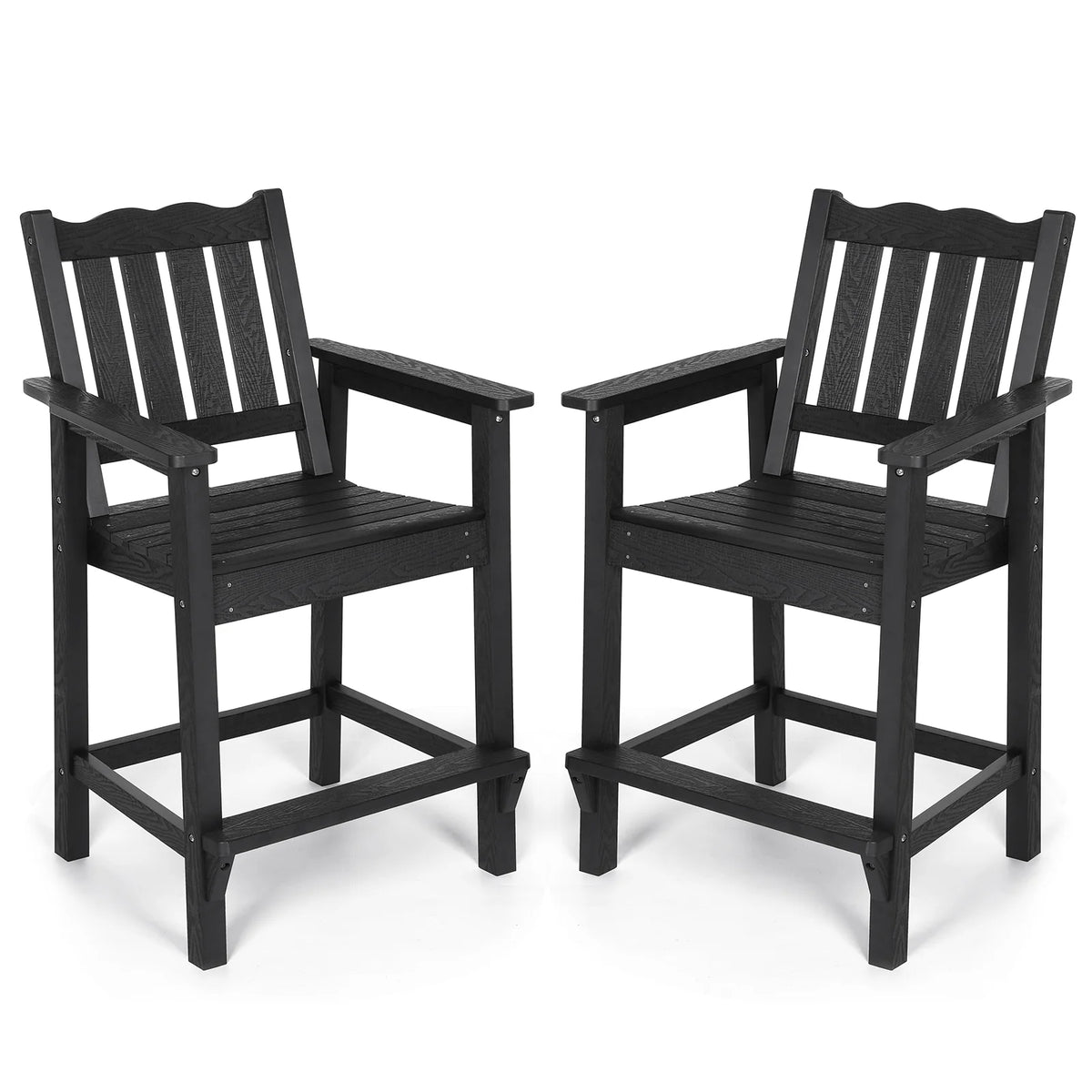Black HIPS Adirondack Chairs Set of 2 with Connecting Tray H522