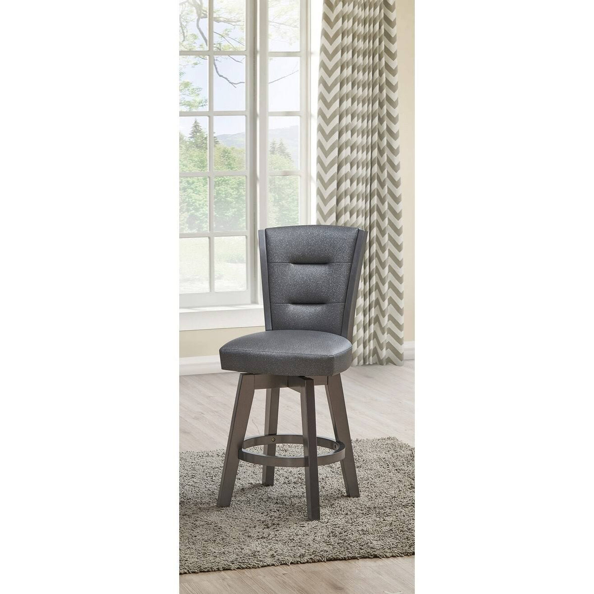 Glitter Grey Faux Leather Bar Chairs, Set of 2 T80021