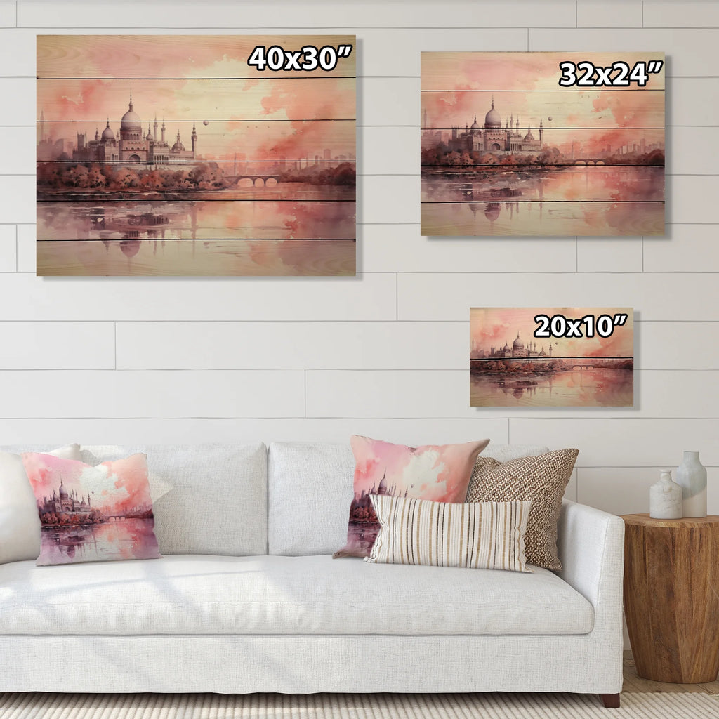 Castles Print on Natural Pine Wood G654705