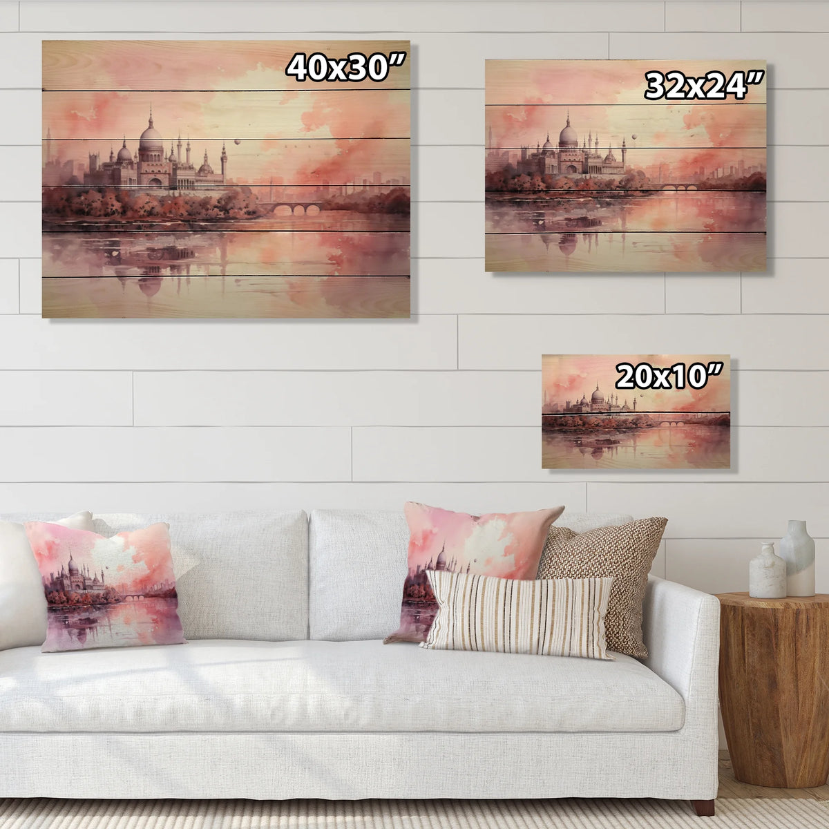 Castles Print on Natural Pine Wood G654705