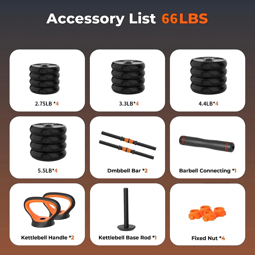 66LB Adjustable Weight Dumbbell Set U986