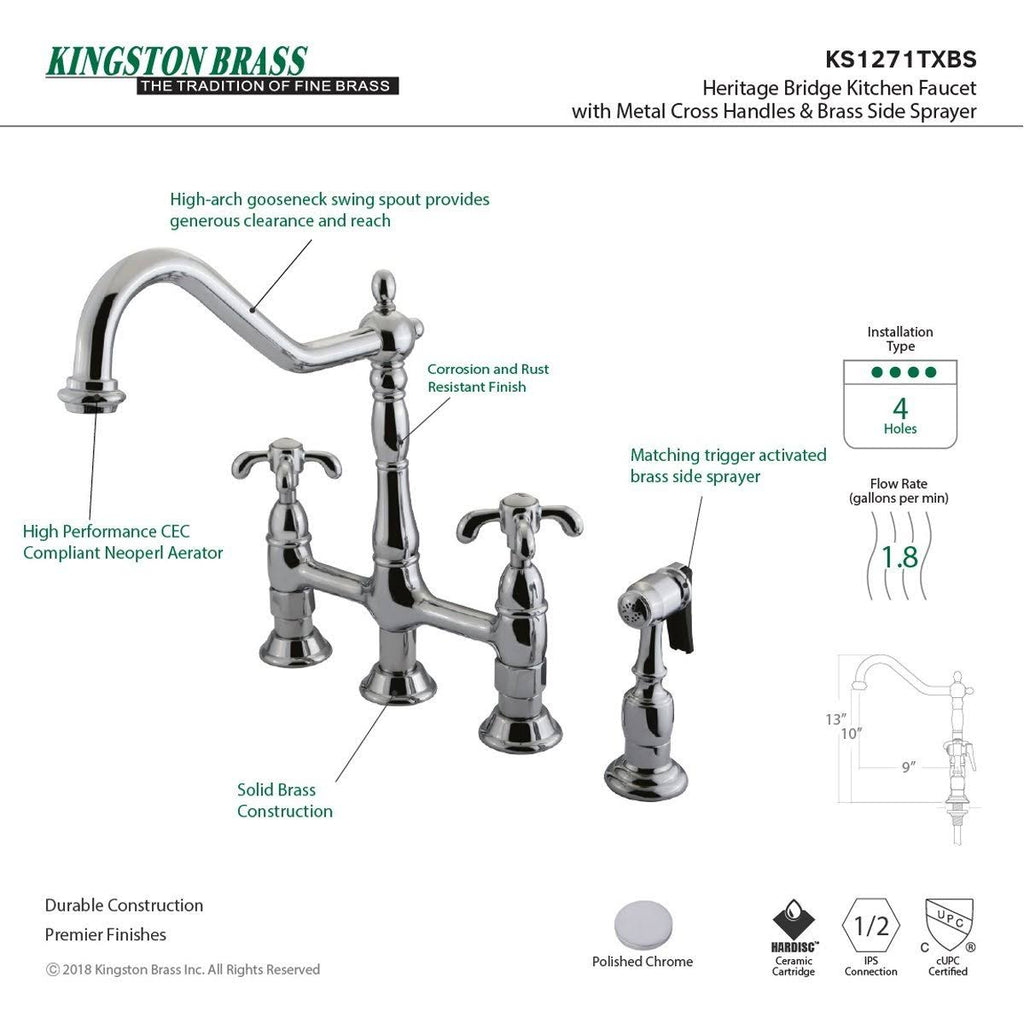 French Country 8-Inch Centerset Kitchen Faucet with Brass Sprayer Satin Nickel X3219