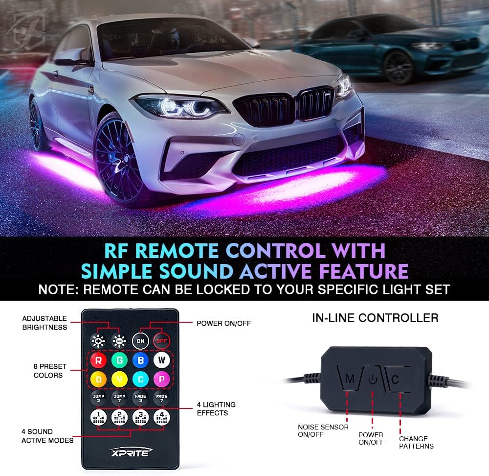RGB LED Car Underglow Light Kit, 4 PCS, Pack of 2 M3302