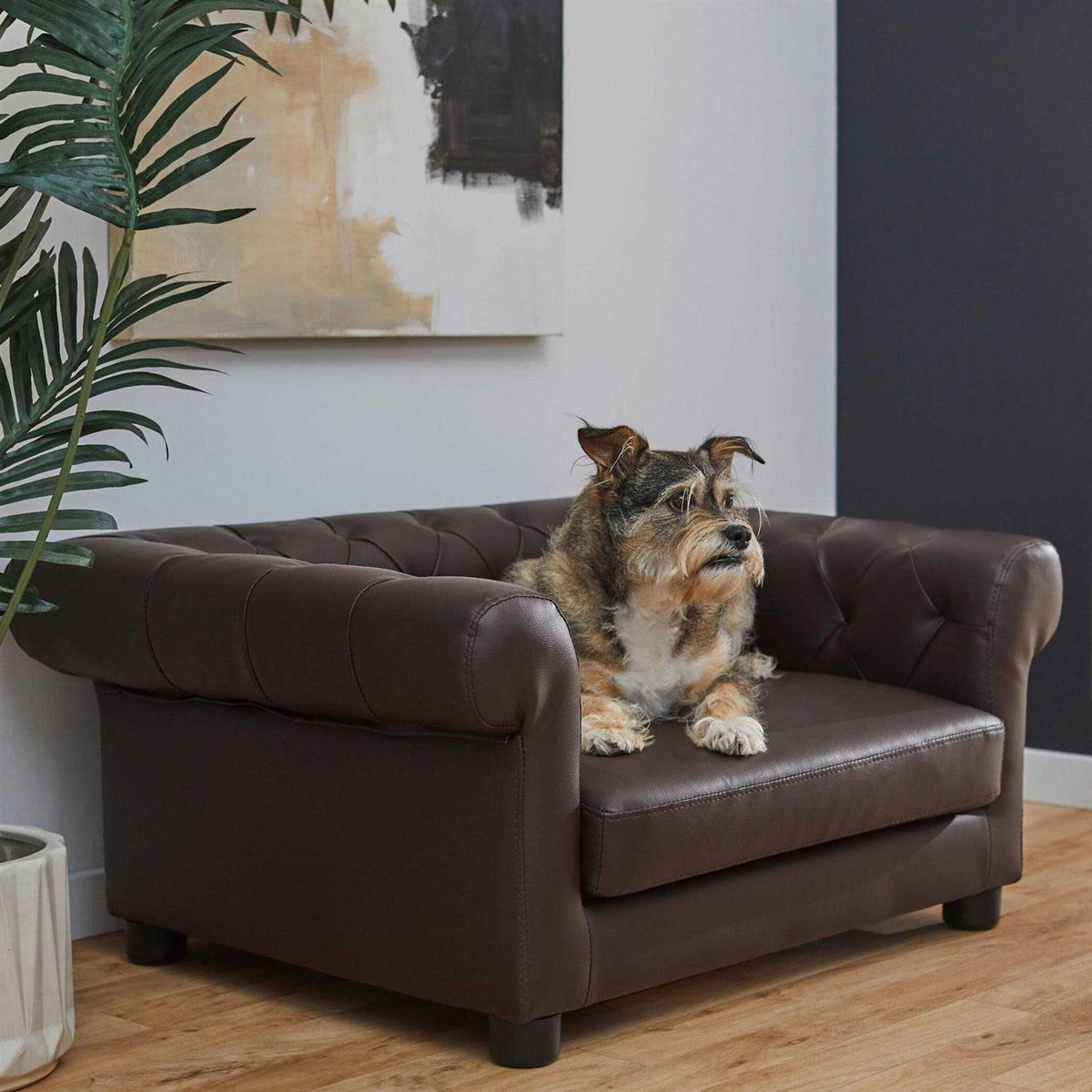 Leatherette Tufted Sofa Cat & Dog Bed D614572