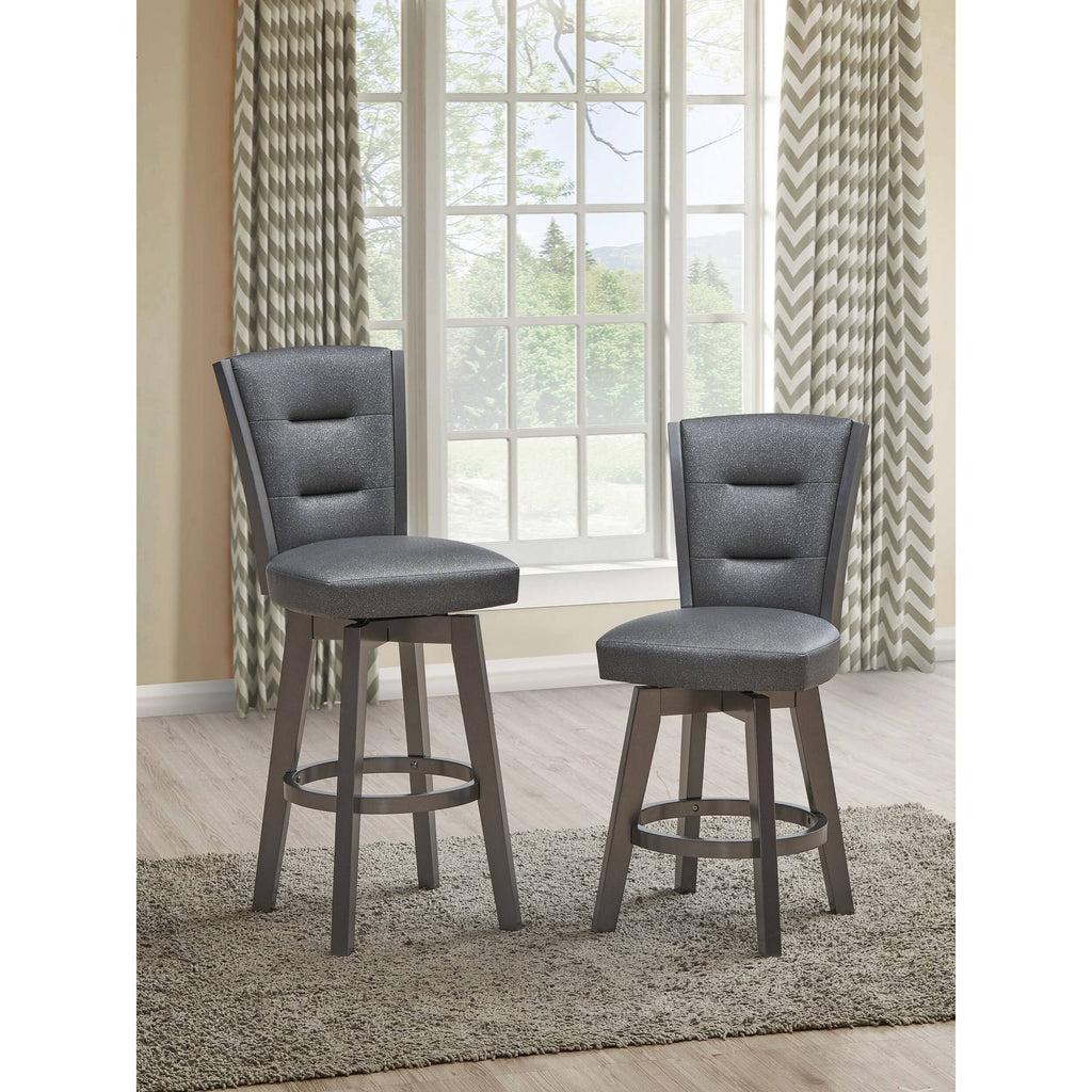 Glitter Grey Faux Leather Bar Chairs, Set of 2 T80021